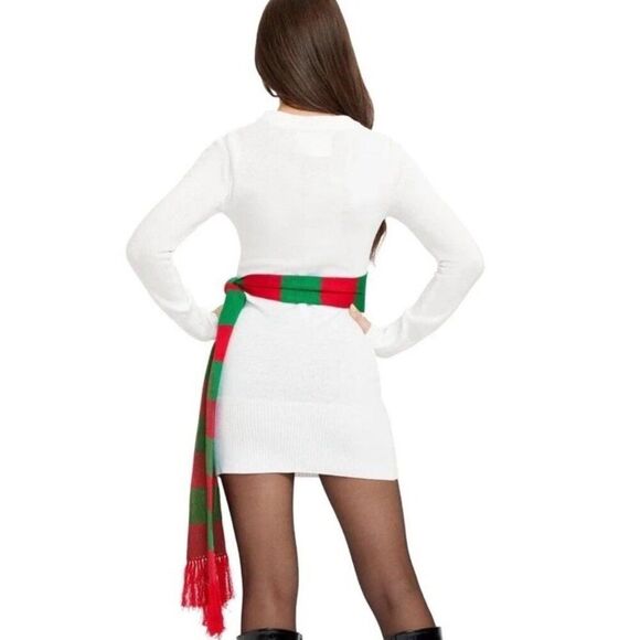 Tipsy Elves XL Snowman Sweater Dress With Scarf New Holiday Party - Picture 2 of 4